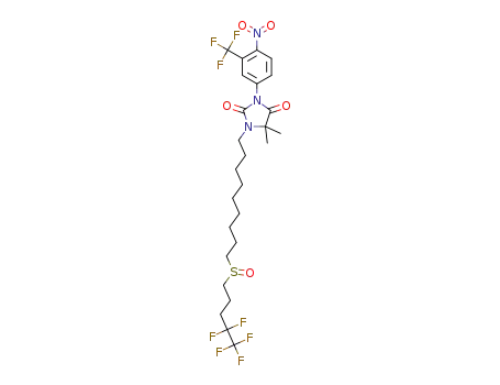 Molecular Structure of 1252642-90-2 (5,5-dimethyl-3-[4-nitro-3-(trifluoromethyl)phenyl]-1-{9-[(4,4,5,5,5-pentafluoropentyl)sulphinyl]nonyl}imidazolidine-2,4-dione)