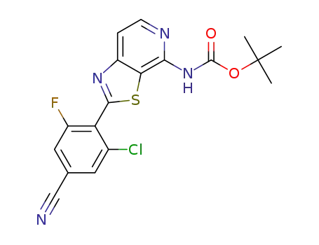 Molecular Structure of 1365992-31-9 ([2-(2-chloro-4-cyano-6-fluorophenyl)thiazolo[5,4-c]pyridin-4-yl]-carbamic acid tert-butyl ester)