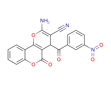Molecular Structure of 1613226-36-0 (2-amino-3-cyano-4-(3'-nitrobenzoyl)-4H,5H-pyrano[3,2-c]chromene-5-one)