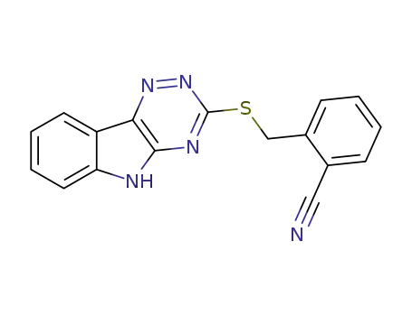 Molecular Structure of 292057-70-6 (3-((2’-cyanobenzyl)thio)-5H-[1,2,4]triazino[5,6-b]indole)