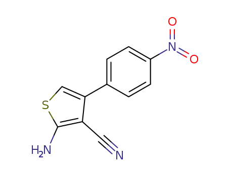 Molecular Structure of 86604-41-3 (3-Thiophenecarbonitrile, 2-amino-4-(4-nitrophenyl)-)