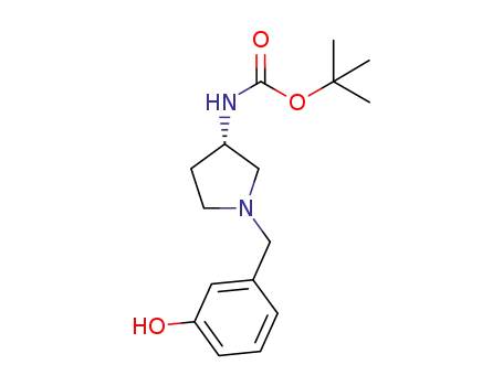 Molecular Structure of 1246299-55-7 (tert-butyl N-[(3S)-1-[(3-hydroxyphenyl)methyl]pyrrolidin-3-yl]carbamate)