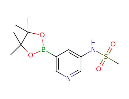 Molecular Structure of 1201643-71-1 (N-(5-(4,4,5,5-Tetramethyl-1,3,2-dioxaborolan-2-yl)pyridin-3-yl)methanesulfonamide)