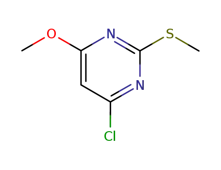 Molecular Structure of 89466-42-2 (4-Chloro-6-methoxy-2-(methylthio)pyrimidine ,98%)
