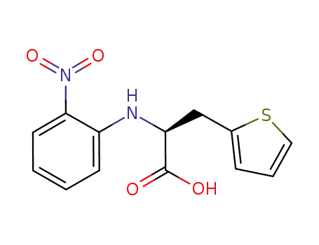 Molecular Structure of 911359-29-0 ((S)-2-(2-nitrophenylamino)-3-(thiophen-2-yl)propanoic acid)
