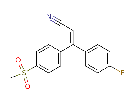 Molecular Structure of 874479-18-2 (2-Propenenitrile, 3-(4-fluorophenyl)-3-[4-(methylsulfonyl)phenyl]-, (2Z)-)