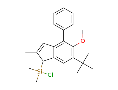 Molecular Structure of 1417536-78-7 ((6-tert-butyl-5-methoxy-2-methyl-4-phenyl-1H-inden-1-yl)(chloro)dimethylsilane)