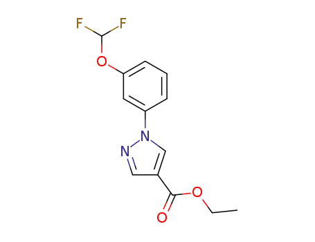 Molecular Structure of 1415757-56-0 (ethyl 1-(3-(difluoromethoxy)phenyl)-1H-pyrazole-4-carboxylate)