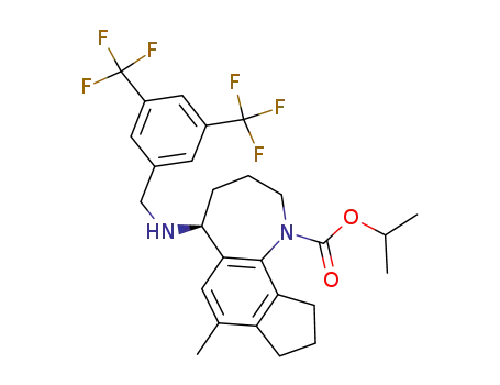 Molecular Structure of 872625-22-4 (Indeno[4,5-b]azepine-1(2H)-carboxylic acid,
5-[[[3,5-bis(trifluoromethyl)phenyl]methyl]amino]-3,4,5,8,9,10-hexahydro
-7-methyl-, 1-methylethyl ester, (5S)-)