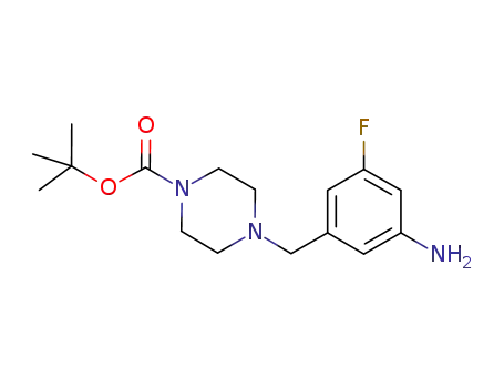 Molecular Structure of 873697-59-7 (3-(4-Boc-piperazin-1-yl-methyl)-5-fluoroaniline)