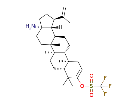 Molecular Structure of 1392314-08-7 ((1R,3aS,5aR,5bR,7aR,11aR,11bR,13aR,13bR)-3a-amino-5a,5b,8,8,11a-pentamethyl-1-(prop-1-en-2-yl)-2,3,3a,4,5,5a,5b,6,7,7a,8,11,11a,11b,12,13,13a,13b-octadecahydro-1H-cyclopenta[a]chrysen-9-yl trifluoromethanesulfonate)