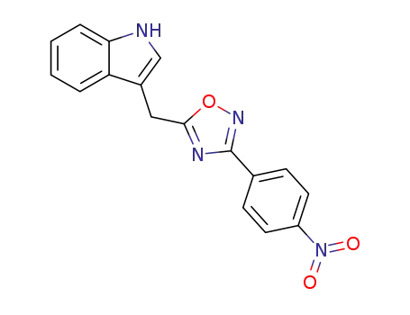 Molecular Structure of 82076-00-4 (1H-Indole, 3-[[3-(4-nitrophenyl)-1,2,4-oxadiazol-5-yl]methyl]-)