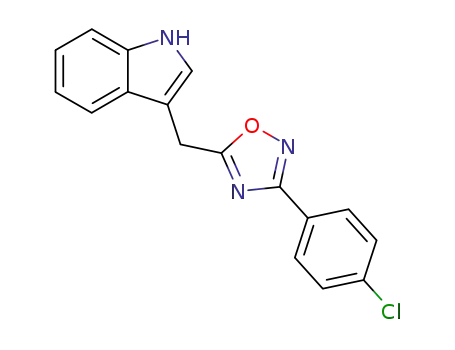 Molecular Structure of 82076-02-6 (1H-Indole, 3-[[3-(4-chlorophenyl)-1,2,4-oxadiazol-5-yl]methyl]-)