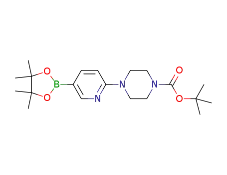 Molecular Structure of 496786-98-2 (4-[5-(4,4,5,5-TETRAMETHYL-[1,3,2]DIOXABOROLAN-2-YL)-PYRIDIN-2-YL]-PIPERAZINE-1-CARBOXYLIC ACID TERT-BUTYL ESTER)