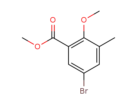 Molecular Structure of 722497-32-7 (METHYL 5-BROMO-2-METHOXY-3-METHYLBENZENECARBOXYLATE)