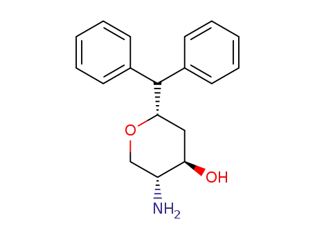 Molecular Structure of 869114-22-7 ((2S,4R,5R)-5-amino-2-benzhydryltetrahydro-2H-pyran-4-ol)