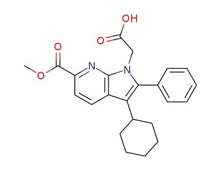 Molecular Structure of 774213-95-5 ([3-cyclohexyl-6-(methoxycarbonyl)-2-phenyl-1H-pyrrolo[2,3-b]pyridin-1-yl]acetic acid)
