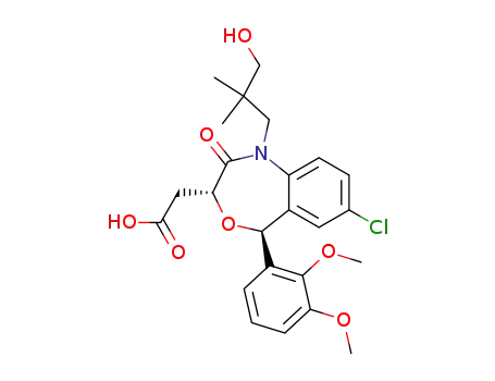 Molecular Structure of 189060-51-3 ((3R,5S)-7-chloro-5-(2,3-dimethoxyphenyl)-1-(3-hydroxy-2,2-dimethylpropyl)-2-oxo-1,2,3,5-tetrahydro-4,1-benzoxazepine-3-acetic acid)