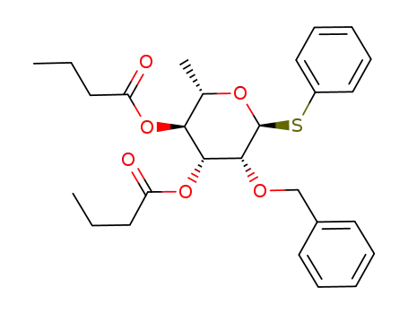 Molecular Structure of 910041-16-6 (phenyl 3,4-di-O-butyryl-2-O-benzyl-1-thio-α-L-rhamnopyranoside)