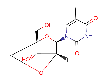 Molecular Structure of 206055-67-6 (1-[2,5-Anhydro-4-C-(hydroxymethyl)-alpha-L-lyxofuranosyl]-5-methyl-2,4(1H,3H)-pyrimidinedione)