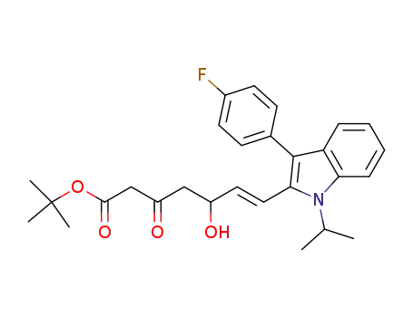 Molecular Structure of 375846-25-6 (tert-Butyl (E)-7-[3'-(4''-fluorophenyl)-1'-methylethyl-indol-2'-yl]-3-hydroxy-5-oxo-6-heptenoate)