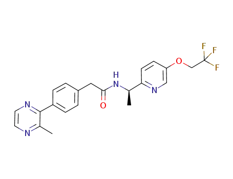 Molecular Structure of 1146395-46-1 (Benzeneacetamide, 4-(3-methyl-2-pyrazinyl)-N-[(1R)-1-[5-(2,2,2-trifluoroethoxy)-2-pyridinyl]ethyl]-)