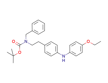 Molecular Structure of 530084-69-6 (Carbamic acid,
[2-[4-[(4-ethoxyphenyl)amino]phenyl]ethyl](phenylmethyl)-,
1,1-dimethylethyl ester)