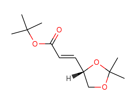 Molecular Structure of 124744-17-8 (2-Propenoic acid, 3-[(4S)-2,2-dimethyl-1,3-dioxolan-4-yl]-,
1,1-dimethylethyl ester, (2E)-)