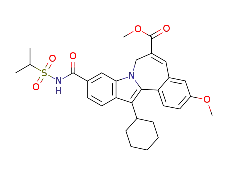 Molecular Structure of 945686-05-5 (methyl 13-cyclohexyl-10-((isopropylsulfonyl)carbamoyl)-3-methoxy-7H-indolo[2,1-a][2]benzazepine-6-carboxylate)