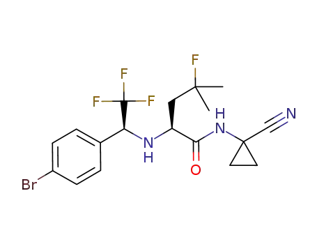 Molecular Structure of 603141-85-1 (N<sup>2</sup>-[(1S)-1-(4-bromophenyl)-2,2,2-trifluoroethyl]-N<sup>1</sup>-(1-cyanocyclopropyl)-4-fluoro-L-leucinamide)
