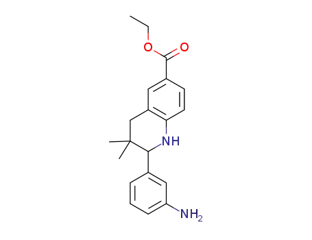 Molecular Structure of 1343453-37-1 (2-(3-amino-phenyl)-3,3-dimethyl-1,2,3,4-tetrahydro-quinoline-6-carboxylic acid ethyl ester)