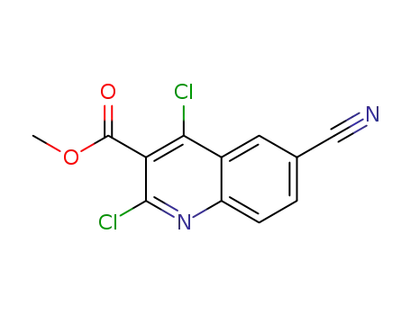 Molecular Structure of 1448419-17-7 (methyl 2,4-dichloro-6-cyanoquinoline-3-carboxylate)