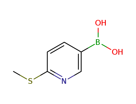 Molecular Structure of 321438-86-2 (2-(METHYLTHIO)-5-PYRIDINYL-BORONIC ACID)