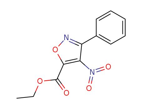 Molecular Structure of 99934-18-6 (5-Isoxazolecarboxylic acid, 4-nitro-3-phenyl-, ethyl ester)