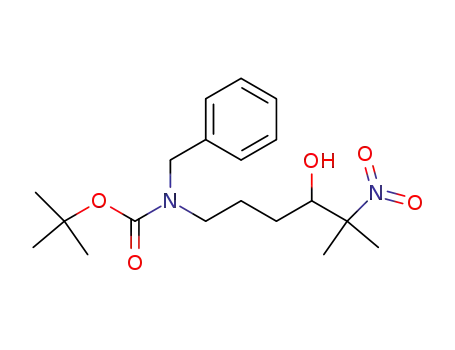 Molecular Structure of 477952-40-2 (Carbamic acid, (4-hydroxy-5-methyl-5-nitrohexyl)(phenylmethyl)-,
1,1-dimethylethyl ester)