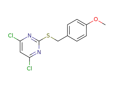 Molecular Structure of 86627-07-8 (4,6-DICHLORO-2[[(4-METHOXYPHENYL)METHYL]THIO]PYRIMIDINE)