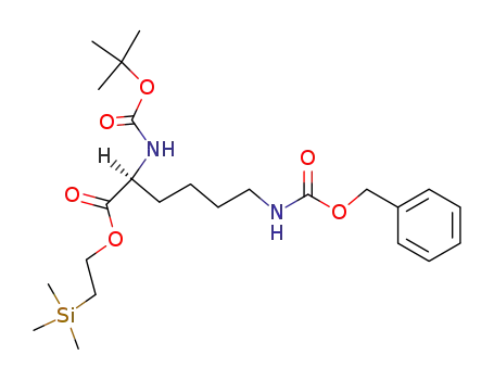 Molecular Structure of 89121-14-2 ((S)-6-Benzyloxycarbonylamino-2-tert-butoxycarbonylamino-hexanoic acid 2-trimethylsilanyl-ethyl ester)
