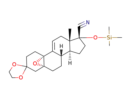 Molecular Structure of 33403-21-3 (3,3-ethylendioxy-5α,10α-epoxy-17α-(trimethylsilyloxy)-estr-9(11)-en-17β-carbonitrile)