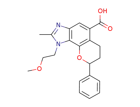 Molecular Structure of 1015174-82-9 (1-(2-methoxyethyl)-2-methyl-8-phenyl-1,6,7,8-tetrahydrochromeno[7,8-d]imidazole-5-carboxylic acid)