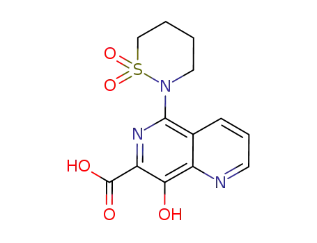 Molecular Structure of 606080-41-5 (1,6-Naphthyridine-7-carboxylic acid,
8-hydroxy-5-(tetrahydro-1,1-dioxido-2H-1,2-thiazin-2-yl)-)
