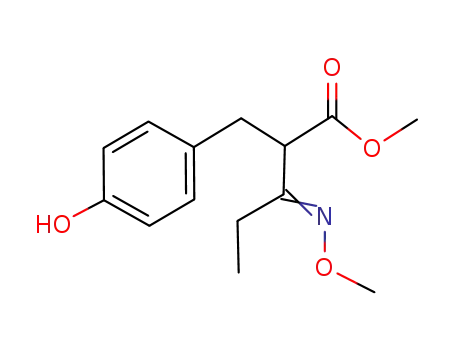 Molecular Structure of 851181-19-6 (2-(4-hydroxy-benzyl)-3-methoxyimino-pentanoic acid methyl ester)
