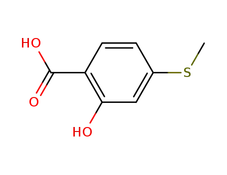 Molecular Structure of 67127-67-7 (Benzoic acid, 2-hydroxy-4-(methylthio)-)