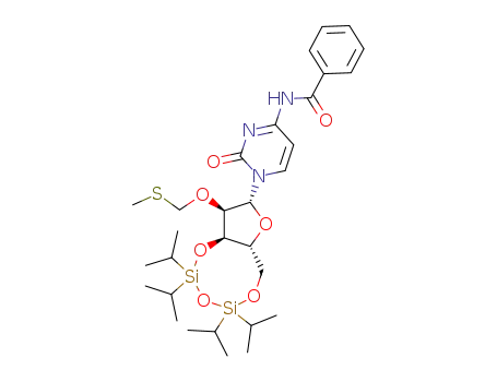 Molecular Structure of 139434-68-7 (N-Benzoyl-2'-O-[(methylthio)methyl]-3',5'-O-[1,1,3,3-tetrakis(1-methylethyl)-1,3-disiloxanediyl]cytidine)