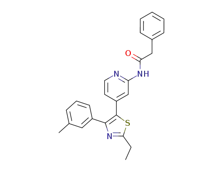 Molecular Structure of 303162-74-5 (Benzeneacetamide,
N-[4-[2-ethyl-4-(3-methylphenyl)-5-thiazolyl]-2-pyridinyl]-)