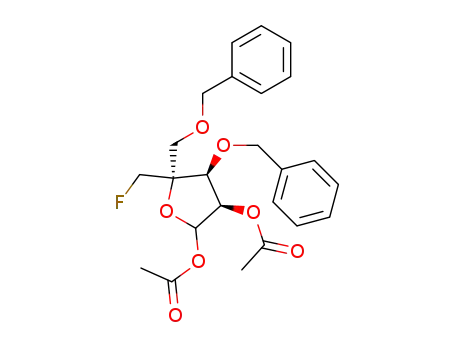 Molecular Structure of 196604-56-5 (1,2-di-O-acetyl-3,5-di-O-benzyl-4-C-fluoromethyl-D-ribofuranose)