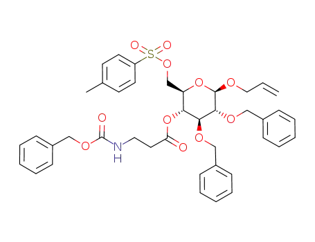 Molecular Structure of 760178-20-9 (1-O-allyl-2,3-di-O-benzyl-4-O-(carbobenzoxy-β-alanyl)-6-O-tosyl-β-D-glucopyranoside)