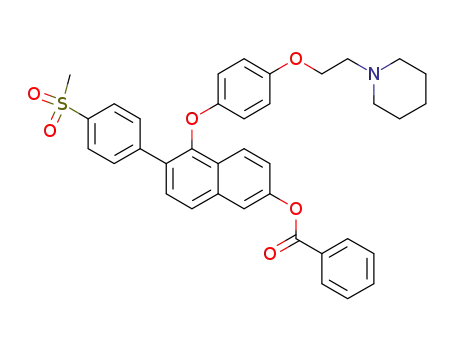 Molecular Structure of 648904-66-9 (2-Naphthalenol,
6-[4-(methylsulfonyl)phenyl]-5-[4-[2-(1-piperidinyl)ethoxy]phenoxy]-,
benzoate (ester))