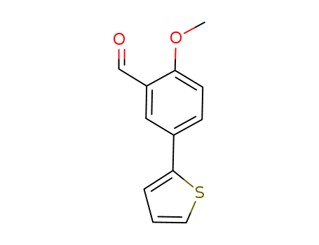 Molecular Structure of 190270-76-9 (Benzaldehyde, 2-methoxy-5-(2-thienyl)-)
