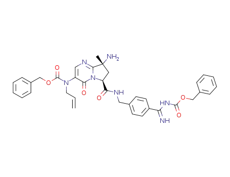Molecular Structure of 639831-81-5 ((6S,8R)-alIyl-{8-amino-6-[4-(benzyloxycarbonylamino-imino-methyl)-benzylcarbamoyl]-8-methyl-4-oxo-4,6,7,8-tetrahydro-pyrrolo[1,2-a]pyrimidin-3-yl}-carbamic acid benzyl ester)