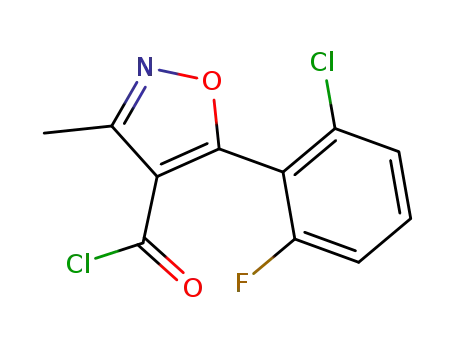 Molecular Structure of 347186-83-8 (4-Isoxazolecarbonyl chloride, 5-(2-chloro-6-fluorophenyl)-3-methyl-)